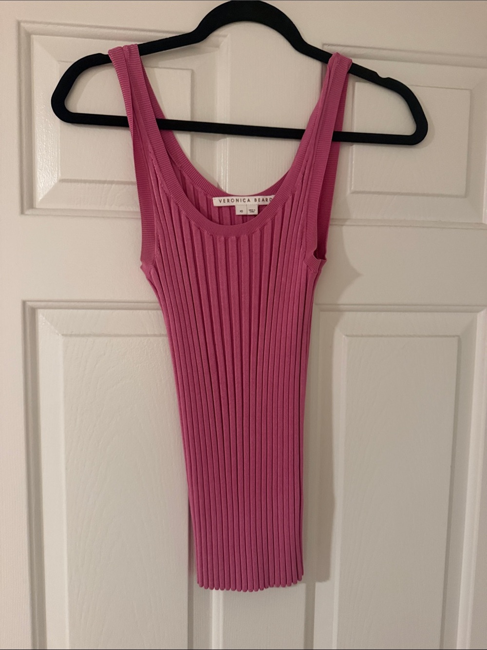 Veronica Beard Bright Pink Ribbed Tank